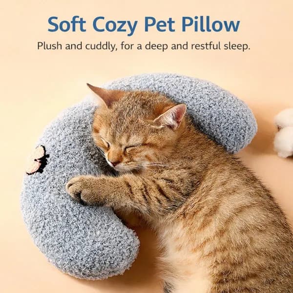 Pet Pillow - Soft Plush Pet Pillow - Cute Patterned Pet Mat - Comfortable Neck Support - Suitable for Cats and Dogs - Yellow