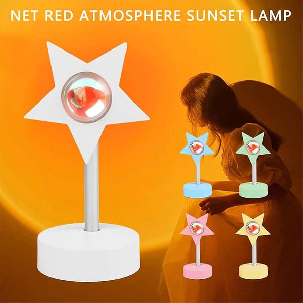 Solnedgangslys Nattlys Projektor USB LED-lampe 180 Graders Rotasjon Regnbue Projeksjonslampe Solnedgang