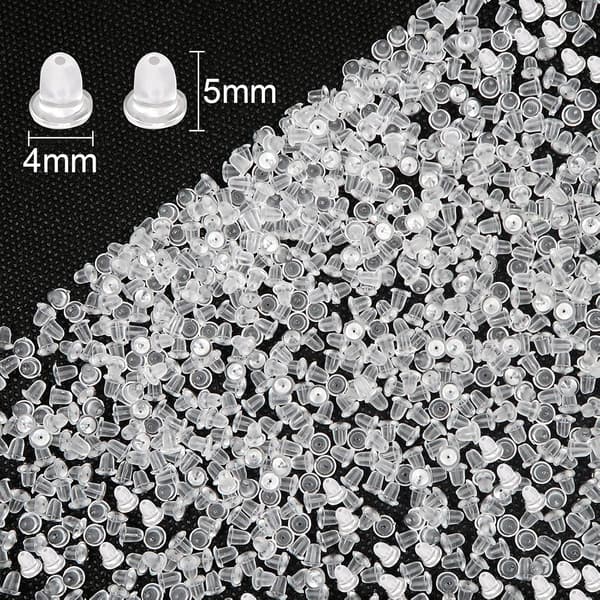 1000-pack Hypoallergenic Silicone Earring Backs Small Transparent Universal E