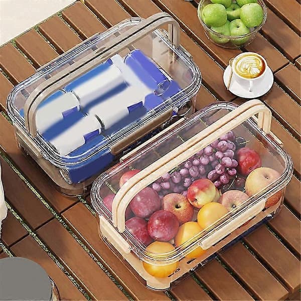 Portable Refrigerator Storage Box, Large Capacity Portable Crisper with Handle, Fruit Storage C