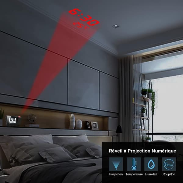 Projection Alarm Clock, Digital Projection Alarm Clock with L