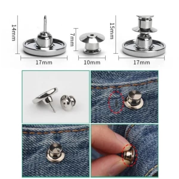 10-pak bukseknapper uden syning - Juster størrelse -