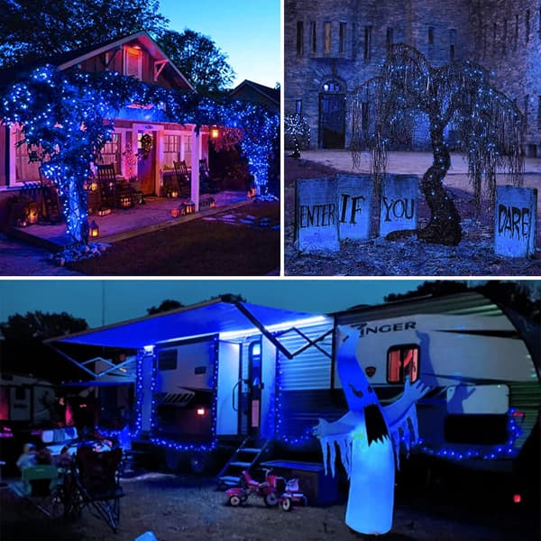 Blue Solar Lights for Outdoor, 2-pack Each 72FT 200LED Super B