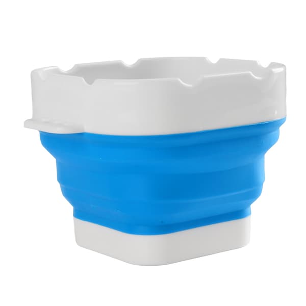 Foldable Brush Washer Professional Thickened Bottom Silicone Brush Bucket for Beginners with Scrub Board Blue