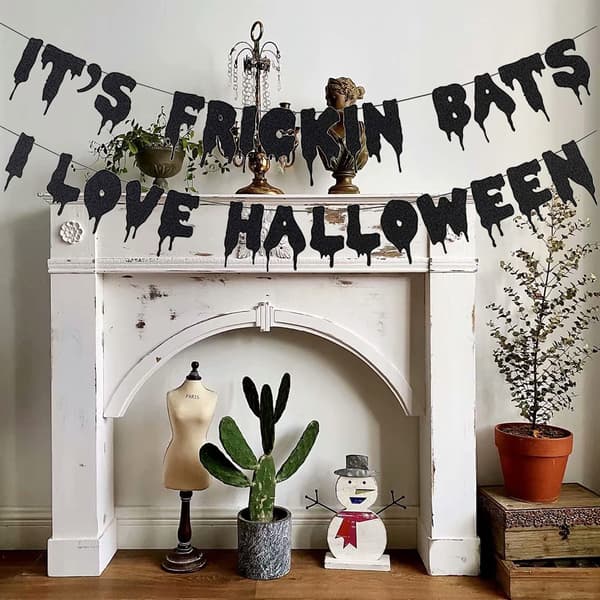 Sort glitrende Halloween-banner, Halloween-temafestdekorationer
