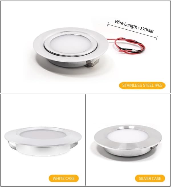 4 pcs Ultra Thin LED Downlight 12V DC Built-in Ceiling Spotlight 3W White 4000K for Camping Car Bathroom Cabinet Lighting