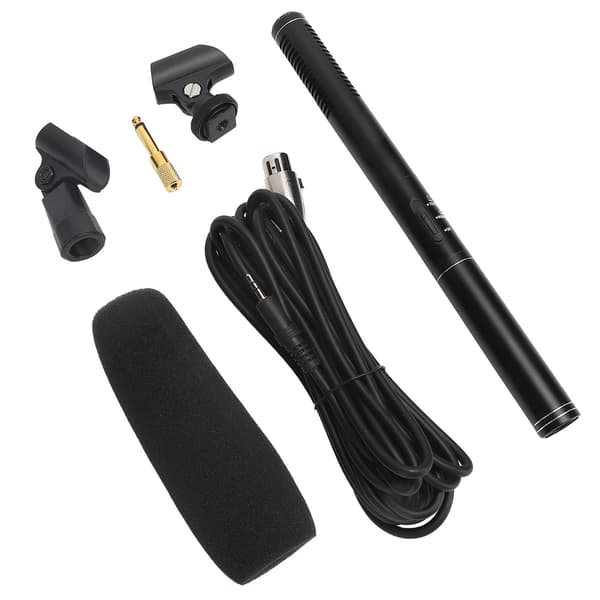 Black High Sensitivity Interview Microphone Wired Recording Mini Portable Microphone for Camera
