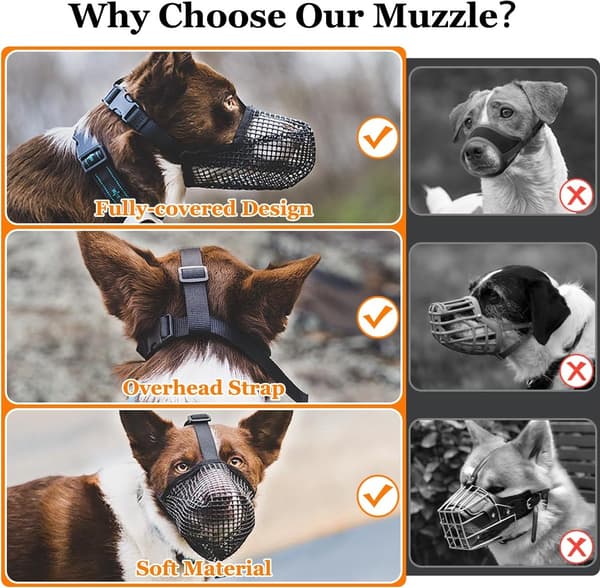 Dog Muzzle Set 2-Pack Soft Breathable Mesh With Adjustable Straps, For Small To Medium Dogs Walking Training Grooming, Black L