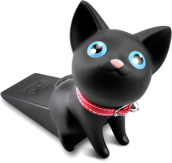 Decorative Cat Door Stop Non-Slip Scratch-Free Silicone for All Floor Surfaces Pet Lovers Black