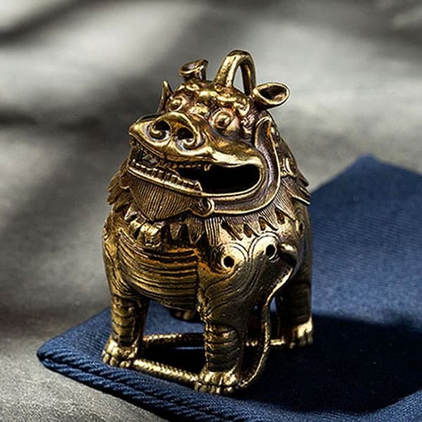 Antik messing røgelsesbord dekoration bronze håndværk (Kirin)