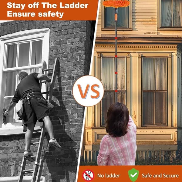 Window Wiper with Telescopic Handle - Window Cleaner Telescopic - Extendable Duster - Window Wiper with Telescopic Handle - Micro