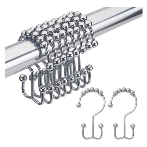 Dusjforhengkroker, rustfrie doble skyvemetallkroker for KLB
