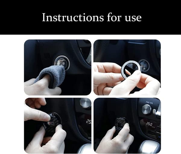 Car Start Cover, Car Engine Start/Stop Button, Push Button Cover for Engine Start, Engine Stop Button Protective Cover (Carbon Fiber)