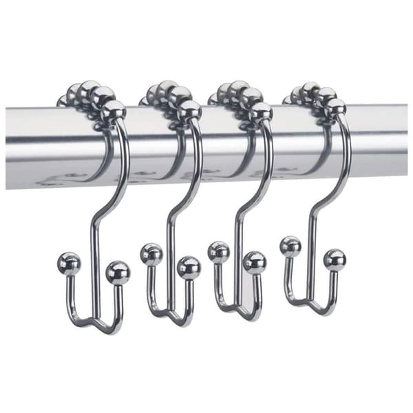 Dusjforhengkroker, rustfrie doble skyvemetallkroker for KLB