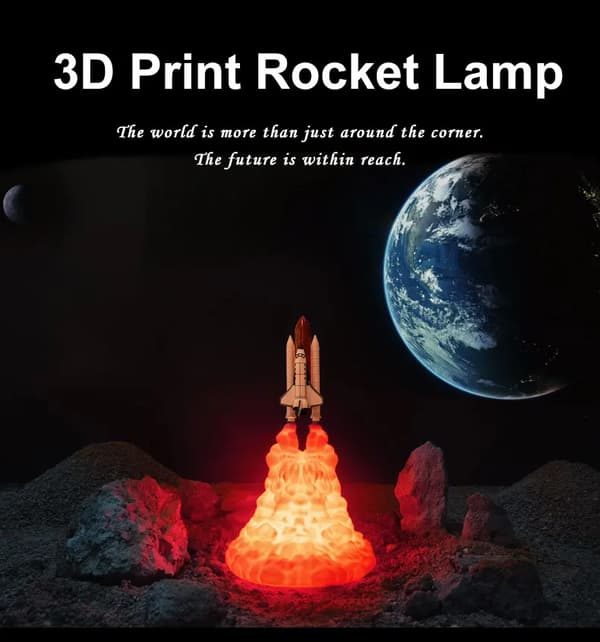 3D-Printed Space Shuttle Night Light USB Rechargeable Night Lamp