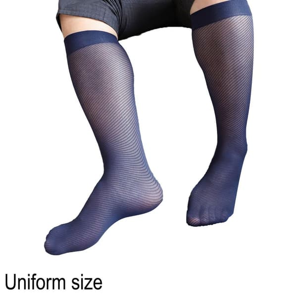 Herrestrømper i klar nylon spandex, store og marineblå KLB