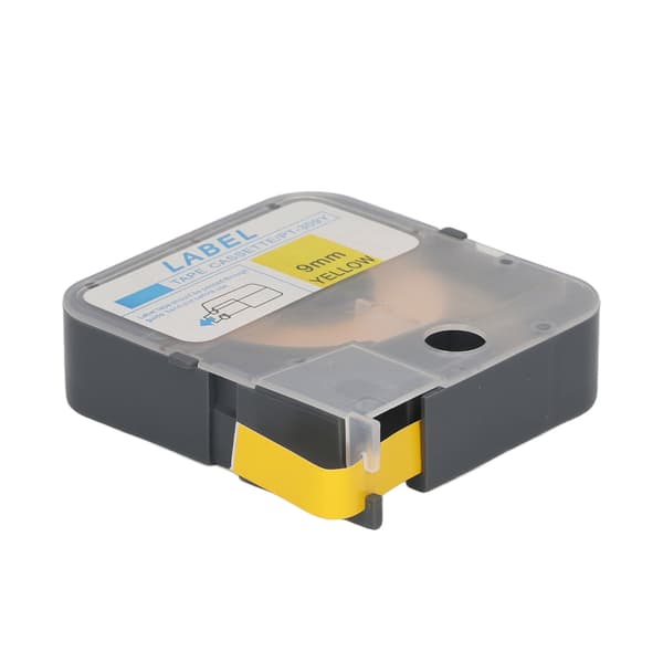 Label Machine Tape Clear Printing 9mm Width Durable Yellow Printer Supplies with Case for Home Office Replacement