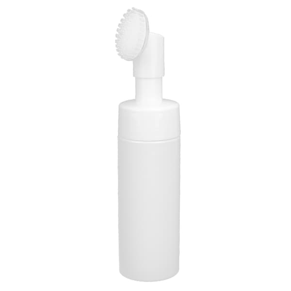 White Facial Cleanser Foaming Bottle Silicone Brush Refillable Empty Mousse Foaming Bottle 150ml