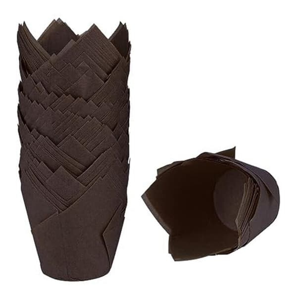 50 stk. Cupcake-forme, Tulipan Bagepapir Cupcake- og Muffinsforme, Ublegede Bageforme, Brune Cupcakes