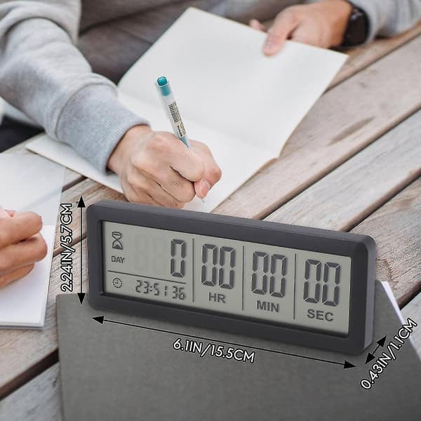 Stor digital nedtællingsdage Timerur - 999 dages nedtællingsur Timer til eksamen Lab Køkken (sort)