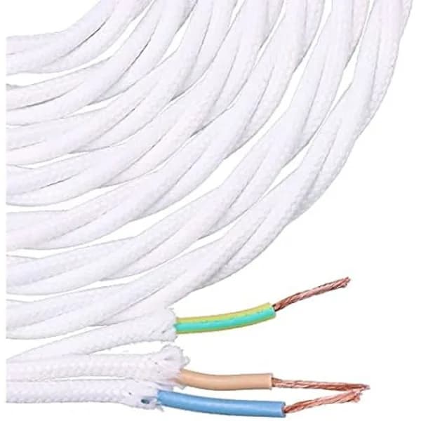 Braided textile parallel cable - EDM - 11888 - White - 3 x 1 mm - 5 m