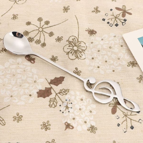 Stainless Steel Dessert Spoon, Music Note, Coffee Drinking KLB