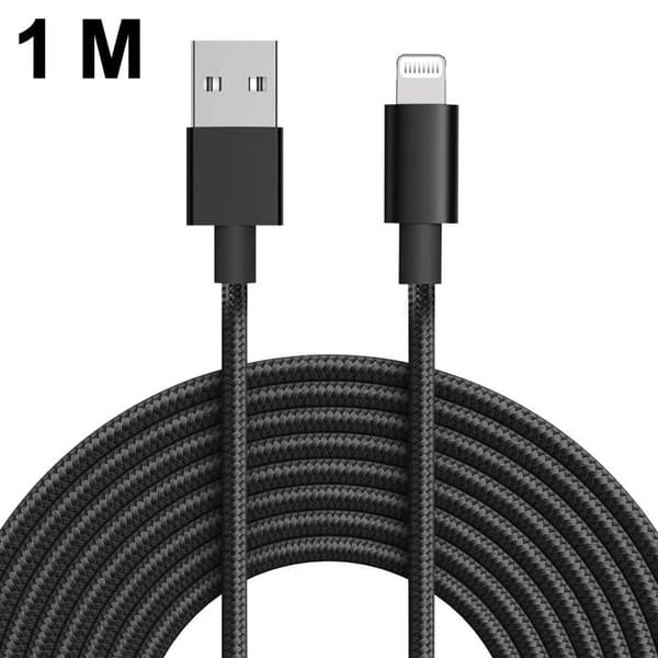iPhone-ladekabel 1-pakning avansert fjær lang svart KLB