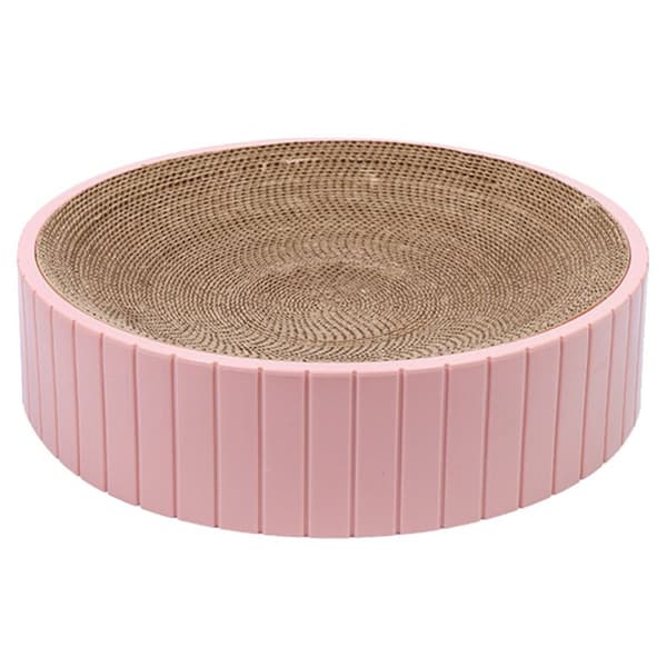 Round Cat Scratcher White: Durable Pink Scratch Mat KLB
