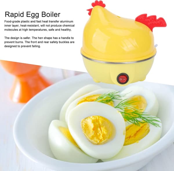 Rask eggkoker (15,6x15,6*16cm), 7 egg kapasitet Multifunksjonell elektrisk eggkoker Kyllingform