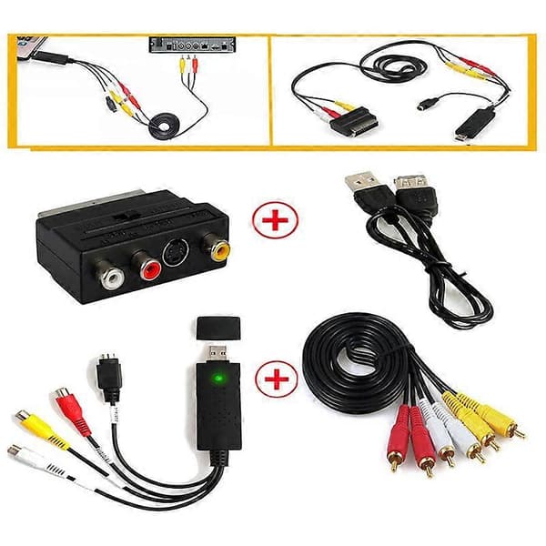 USB 2.0 Video Audio VHS til DVD HDD Konverterer Opptakskort Scart RCA Adapter