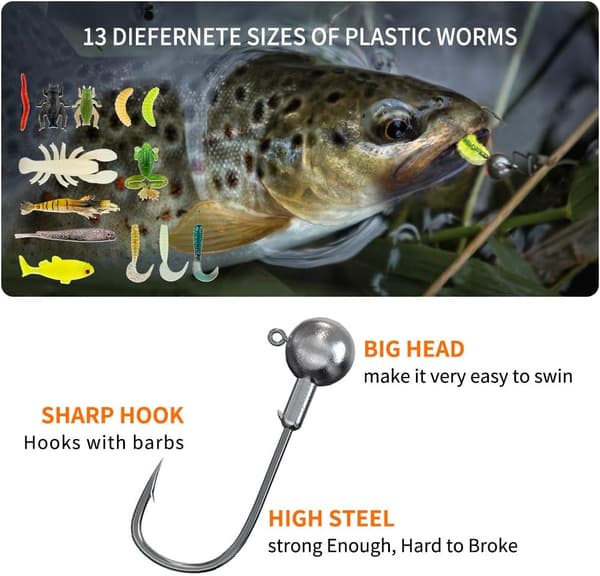 Fiskedrag Kit för Sötvatten Bete Utrustning Kit för Bass Öring Lax Fiske Tillbehör Utrustningslåda Inklusive Skeddrag