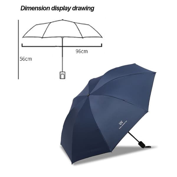 Windproof Travel Umbrella - Compact and Foldable - Inverted Umbrella - Navy Blue KLB
