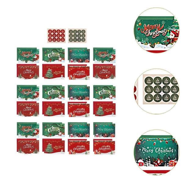 24 st julekort med kuverter til vinter, glædelig jul, godt nytår
