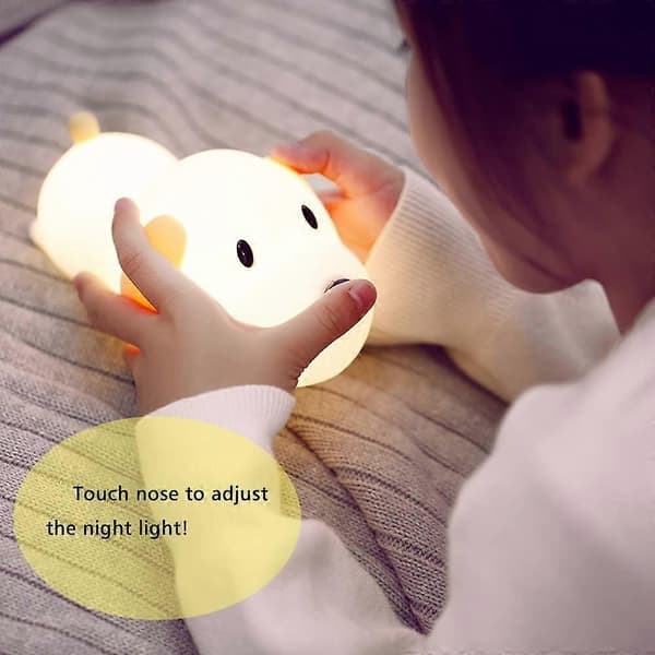 Dog Night Light, Puppy Soft Silicone Baby Nursery Lamp, Sensitive Touch Sleep Timer Control