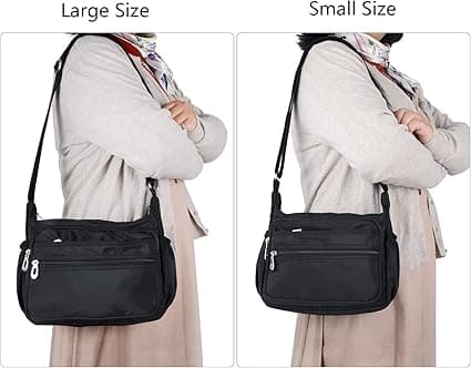 (S, Lila) Nylon Dame Taske Vandtæt Multi-Pocket M