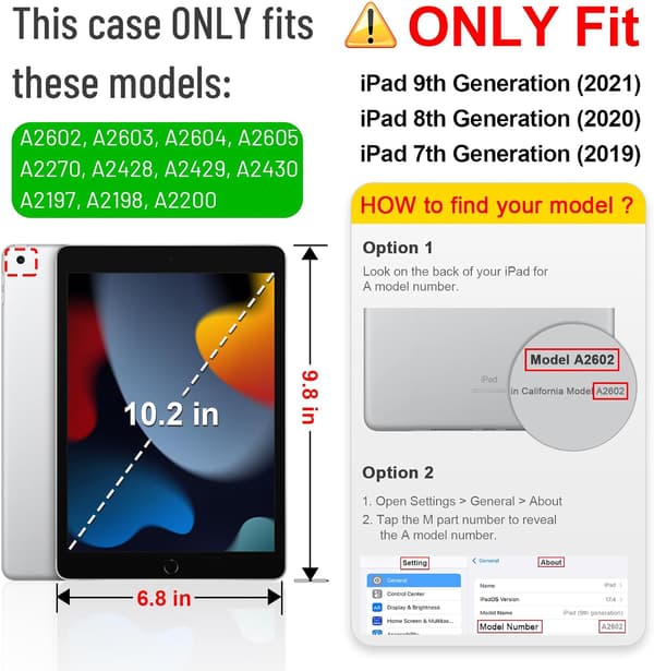 Roterende etui til iPad 10,2 tommer 9./8./7. generation & Air 3 - 360 stativ sort-FY-
