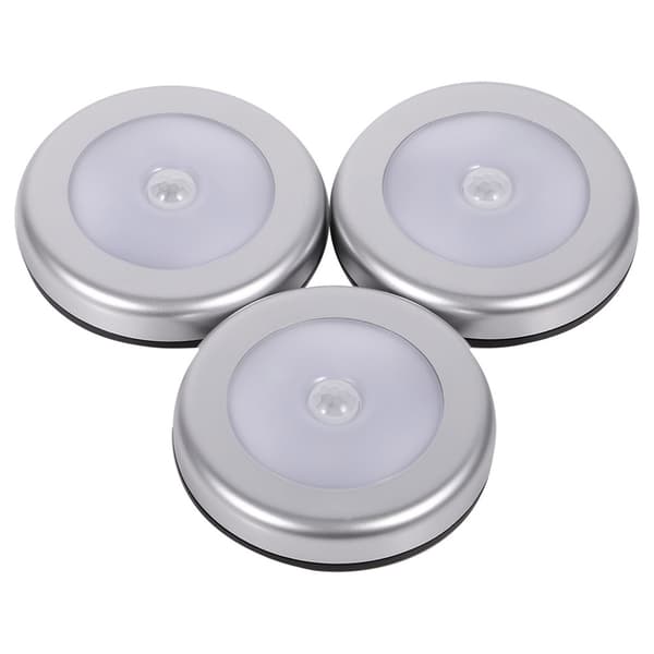 3pcs Wireless PIR Automatic Motion Sensor Night Light 6 LED Round Body Battery Powered Lamp