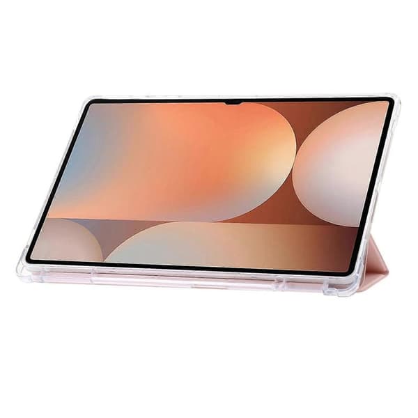 Etui til Samsung Galaxy Tab S10 Ultra Tri-Fold Stativ Læder+TPU+Akryl Klar Bagside Tablet Beskyttelse