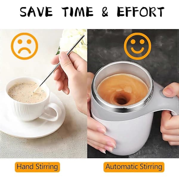 Self-Stirring Mug, 380ML Self-Stirring Coffee Mug Automatic Magnetic Stirring Coffee Mug Rotating Home Office Travel Stirring Cup White
