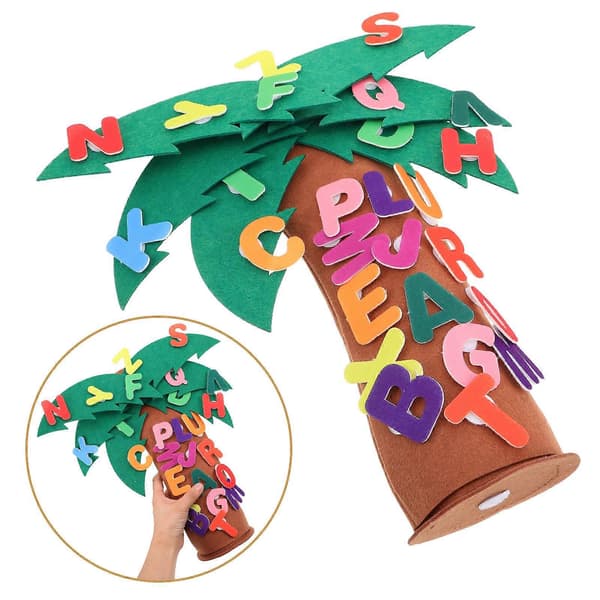 Tree and Letter Props Felt Letter Tree for Kids Preschool Learning Toy Interactive Learning Fine Motor Skill Development 38.00X15.00X15.00CM 1Set