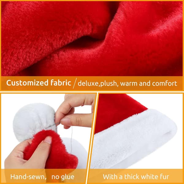 2-pack Santa Hat for Adults, Red Plush Christmas Decoration - 45*32cm