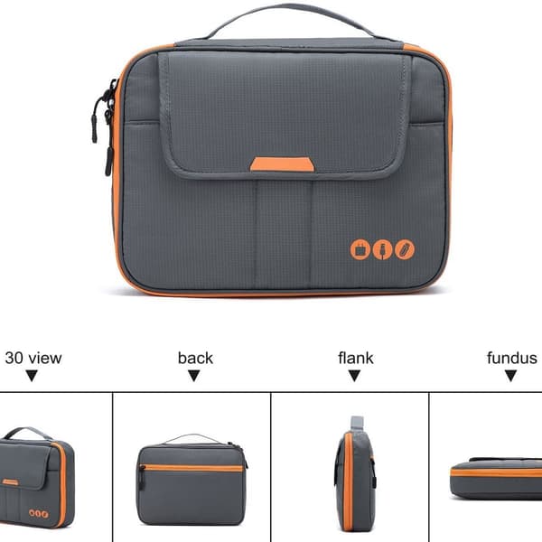 Universal rejsetaske-organisator til elektronisk tilbehør grå og orange