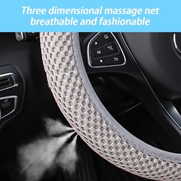 Elastic Stretch Steering Wheel Cover, Universal Interior Accessory, Breathable Microfiber Ice Silk Steering Wheel Cover, Non-Slip, Odorless (Grey) grey