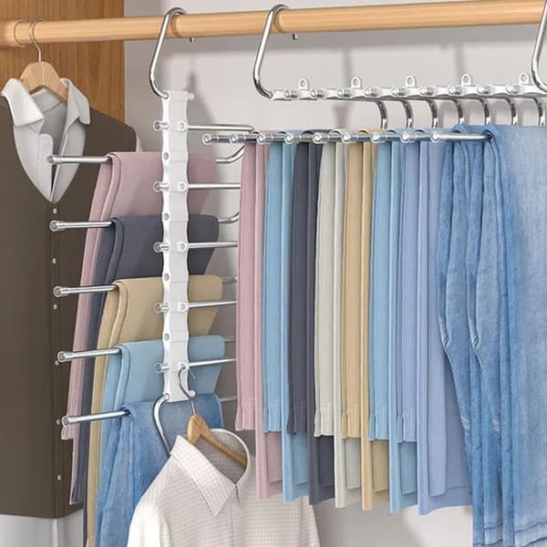 Multifunctional White Trouser Hangers, 2-Pack Space-Saving Trouser Hangers