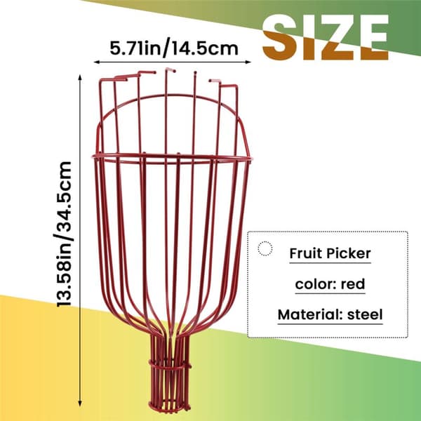 Outdoor Deep Basket Garden Tool Fruit Picking Head Metal Fruit Picking Tool Fruit Catcher Picking Harvesting