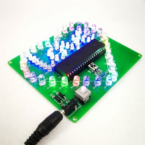 DIY Electronic Kit Colorful LED Flash Love Heart DIY Remote Control Soldering Project Valentine's Day Gift with Case