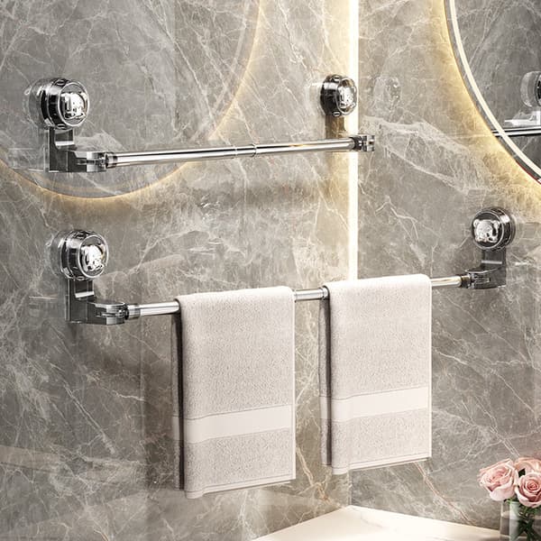 Towel Rail - Extendable Towel Holder 30-60cm - Bathroom Towel Rack - Towel Holder - Suction Cup without Drilling - For Bathroom, Kitchen - Rotatable