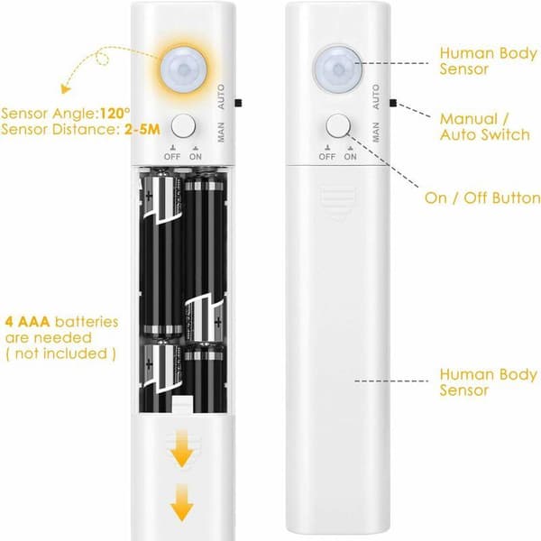 Closet Lighting, 60LED 2M Night Light with Light, Motion Sensor Lamp for Cabinets/Wardrobes/Stairs/Hallway/Closet, Battery Powered (200cm)