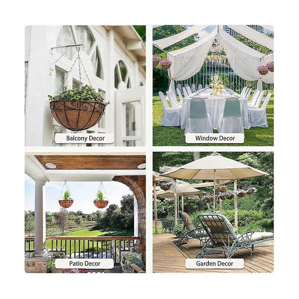 4 Pcs Coconut Hanging Basket Liners 25 cm, Sturdy Round Planter Liners Perfect Replacement