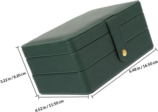 Grønt smykkeskrin i flere lag med stor kapacitet til øreringe, halskæder og armbånd